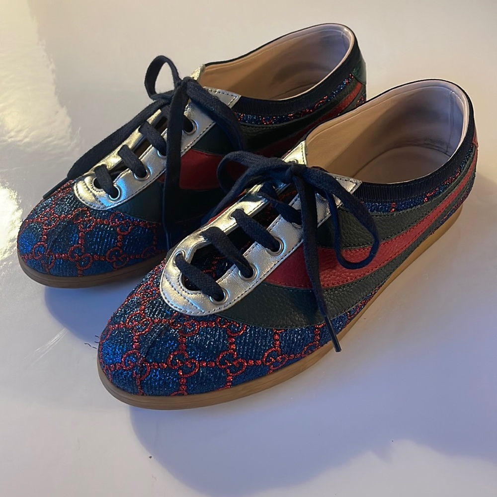 Authentic Gucci GG Lame Sneakers size 38.5